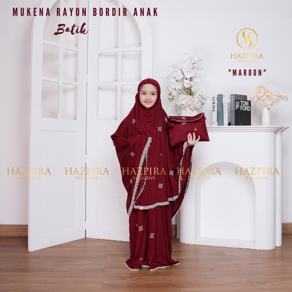 MUKENA ANAK BORDIR BATIK KAIN RAYON UMUR 5-15 TAHUN