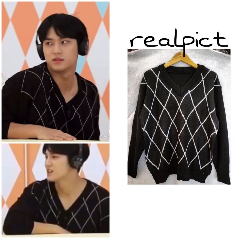 SWEATER V MINGYU MOTIF GARIS PREMIUM