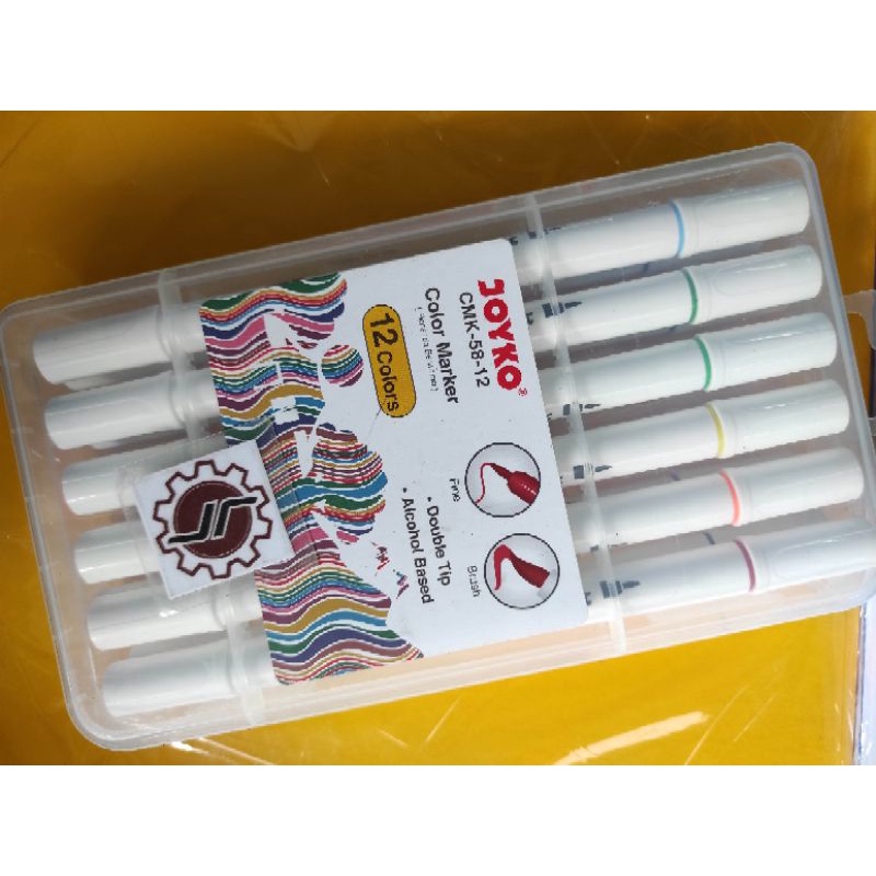 

Pen Marker Joyko CMK-58-12 Dual tip (12warna) per set