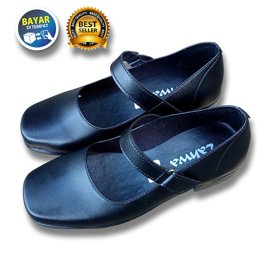 PROMO 4.4 MEGA SALE !! SEPATU PASKIBRA CEWEK SEKOLAH HITAM POLOS LED / SAKIPO