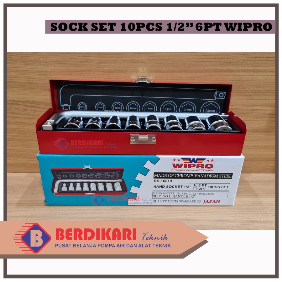 Wipro Kunci Sock 10pcs Socket Wrench Set Kunci Sock Set Wipro