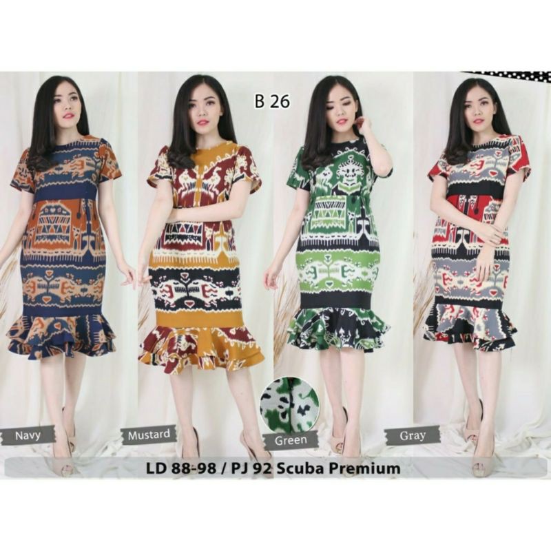 Dress Tenun Batik Scuba Premium Stretch