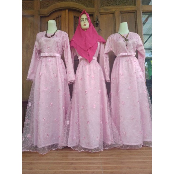 (PO) gamis pesta Bridesmaids full tile akar mutiara
