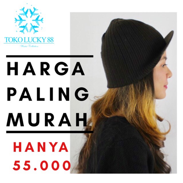 Topi Snapback Kupluk Rajut Wool Strip Winter Musim Dingin