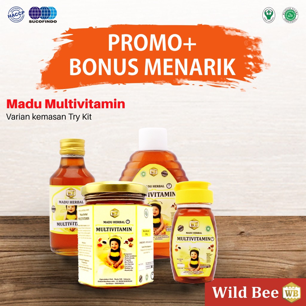 

Madu Anak Multivitamin/Madu Herbal- kemasan kecil Garansi Murni & Asli 100%-Wild Bee