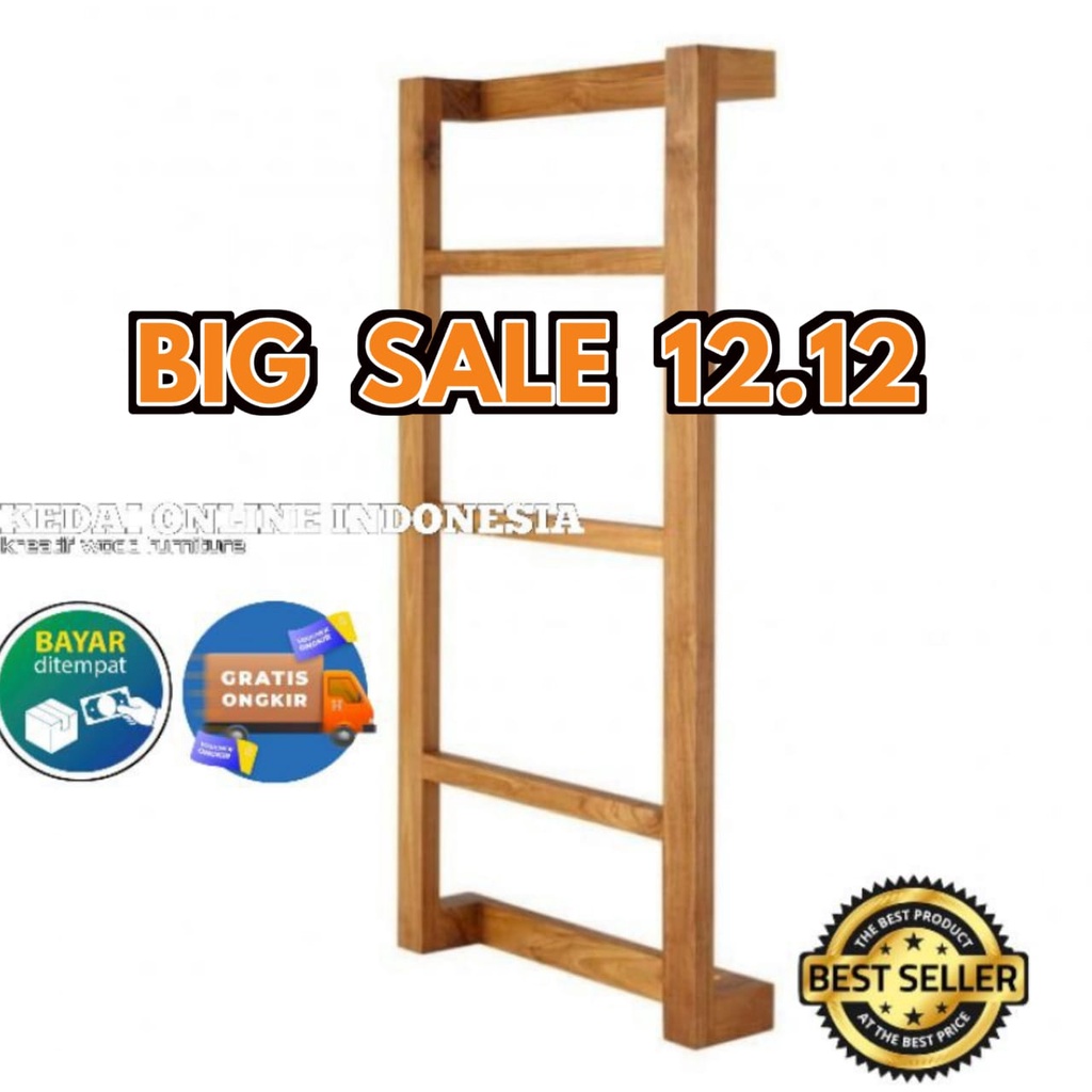 Rak Handuk Gantung Tangga Kayu Tempel Dinding Kamar Mandi Jemuran Handuk Murah