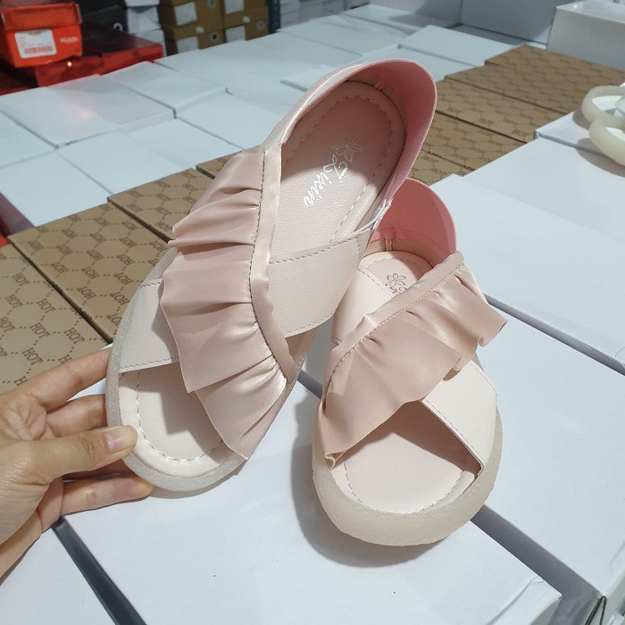 AGI8559 Sandal Flat Wanita Fashion Import X Tassel Slip On Ready Jakarta Bisa COD (With Box)