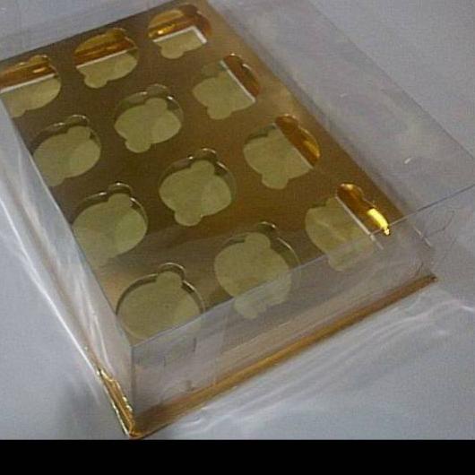 

○ Box Cupcake isi 12 GOLD 35x25x12 cm Kotak Mika Donat Dus Kue Kardus Emas Muffin Cake Pudding Karton ✹