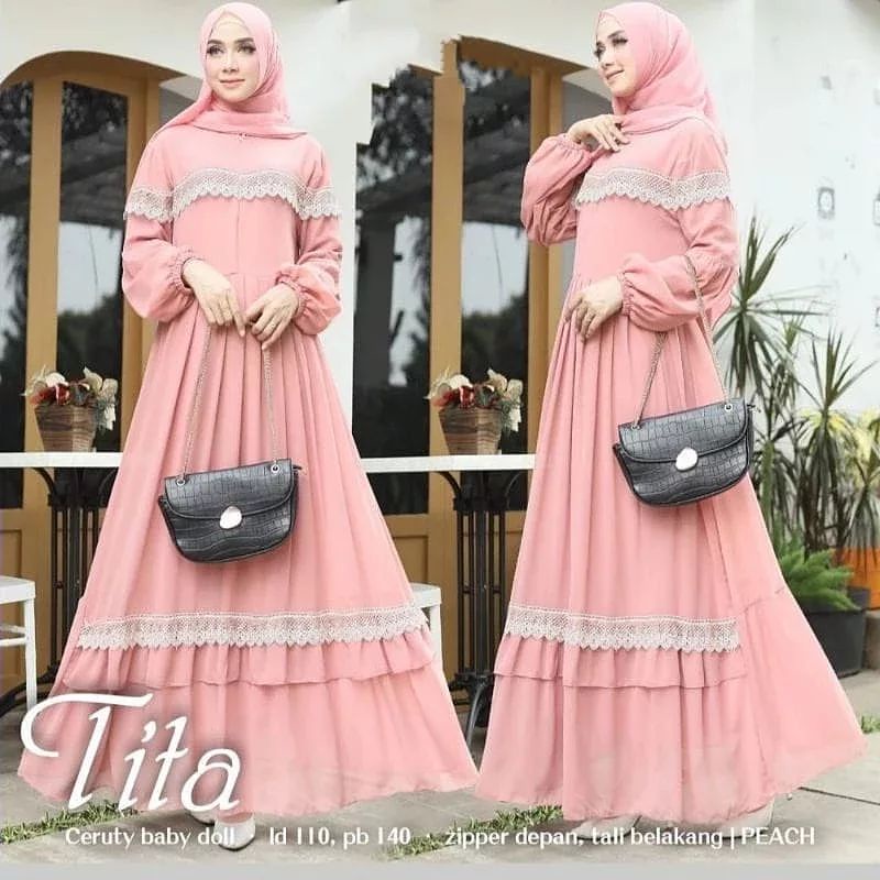 DRESS MUSLIM, baju wanita, baju gamis, dress, gamis, Baju gamis, fashion wanita, Tita Dress B