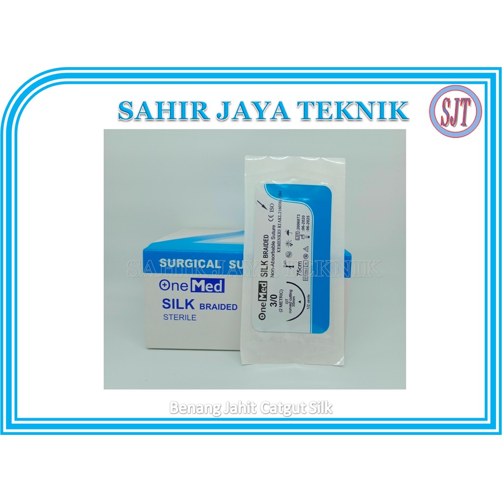 Benang Jahit Catgut Silk Onemed+Jarum 3/0 Harga Per Pcs