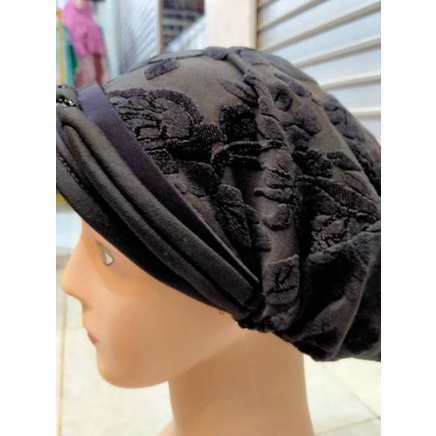 Kerpus hijab fashion topi beanies nenek emak bludru brukat kupluk emak songkok nenek {FEF.02Jl22ˢ}