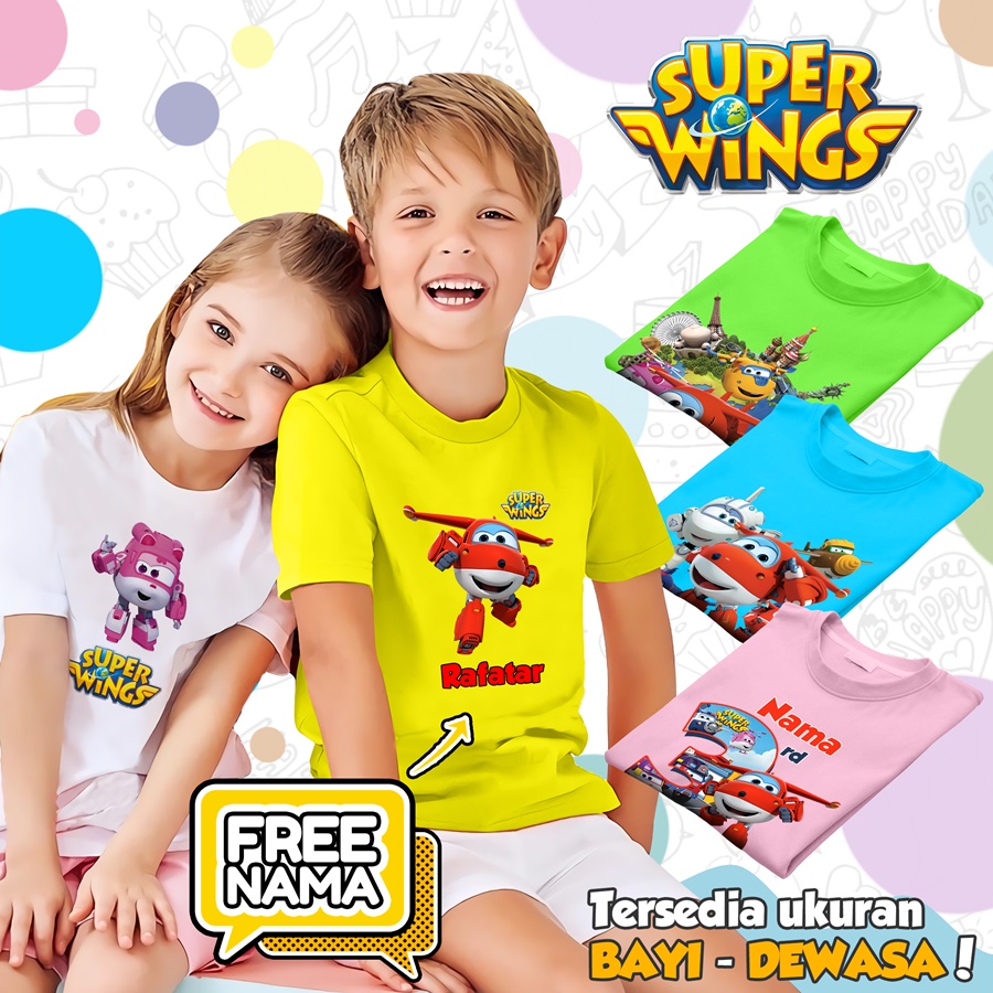 [FREE NAMA!!] Baju Kaos COUPLE  ANAK DAN DEWASA SUPER WING BANYAK MOTIF