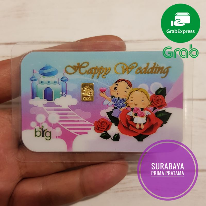 Kado Nikah LM Logam Mulia Emas Big Gold Gift Series 0,25 / 0.25 gr gram Happy Wedding Couple