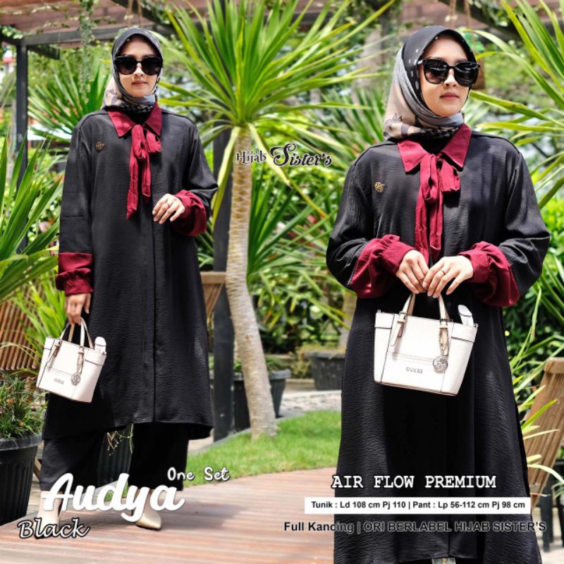 SET TUNIK + CELANA KULOT AIRFLOW IMPORT POLOS SUPER CANTIK AUDYA ONE SET HIJAB SISTER