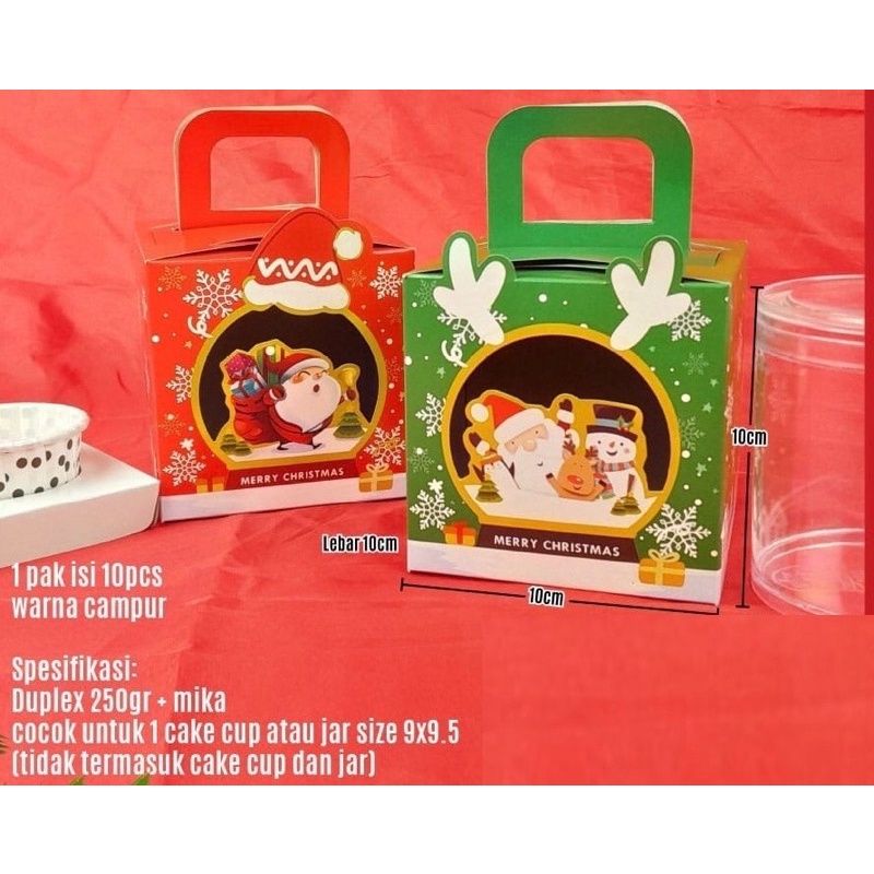 

10pcs BOX KARDUS DUS CUPCAKE NATAL MERRY CHRISTMAS