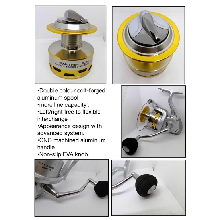 Reel AWA-SHIMA GIANT FISH 8000 (Ukuran BESAR spt ukuran 10000)