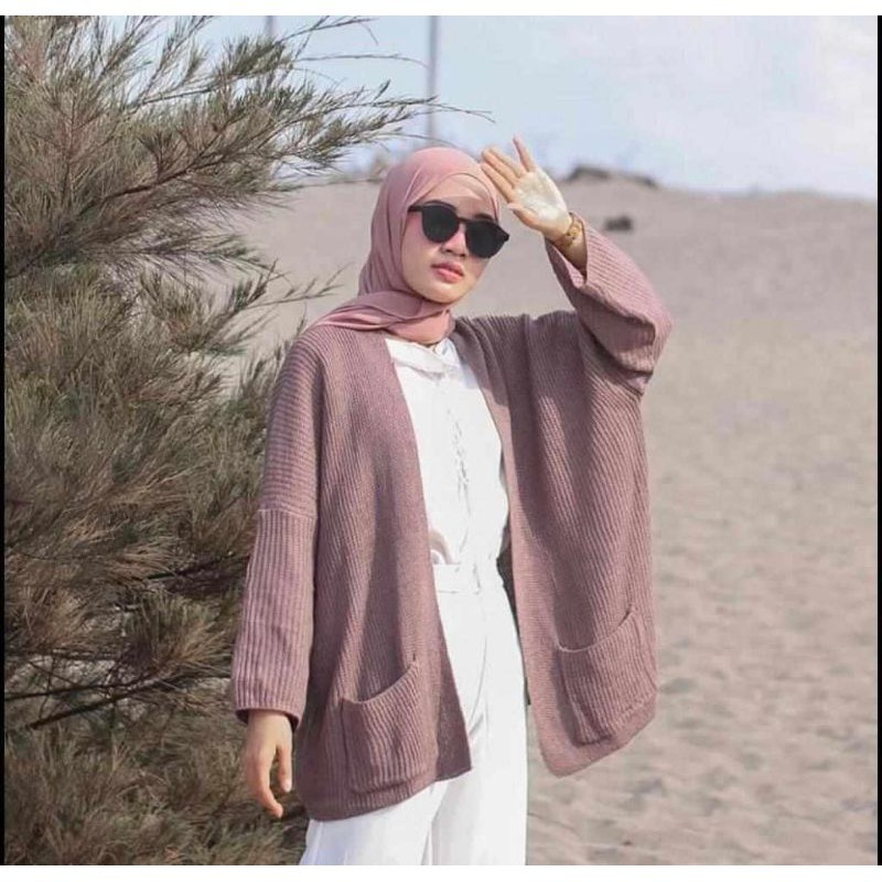 Cardigan Rajut Wanita Oversize / Loocy Cardy / Cardigan Rajut 7get Tebal Premium-Burgundy