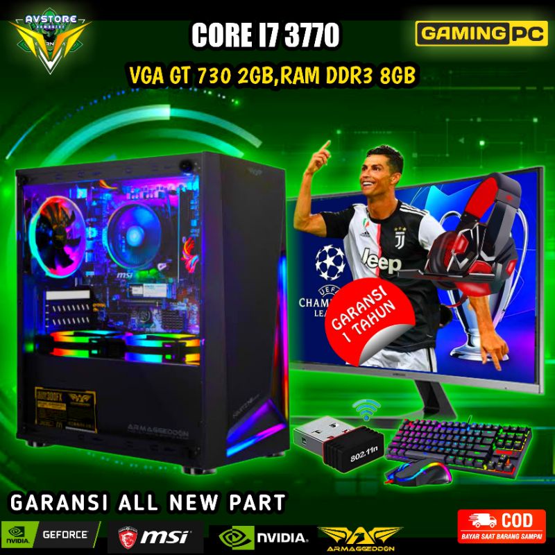 PC Gaming Editing Fullset CORE i7 3770 KOMPUTER CPU VGA GT 730 2GB RAM 8GB