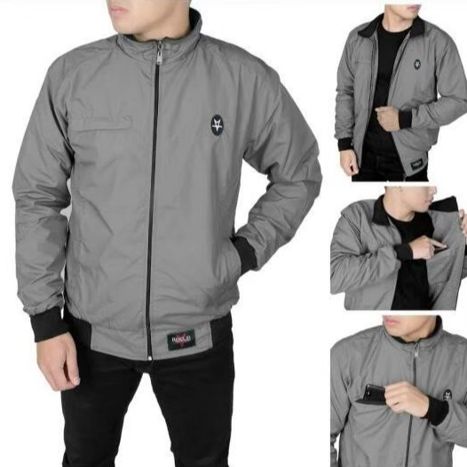 JAKET PARASUT PRIA TERBARU/JAKET MUSIM DINGIN PRIA/HOODIE TEBAL/PAKAIAN GUNUNG COWOK/DISTRO KEREN-SGM ABU