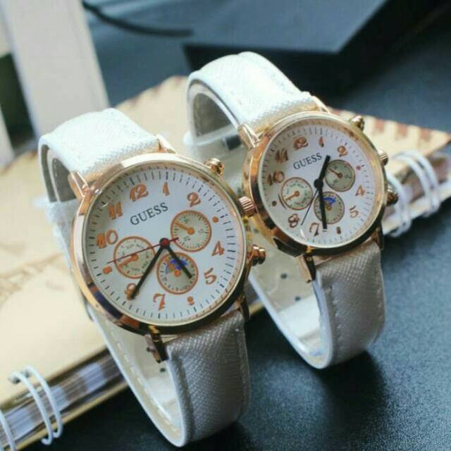 JAM TANGAN COUPLE GUESS PUTIH/MERAH murah meriah