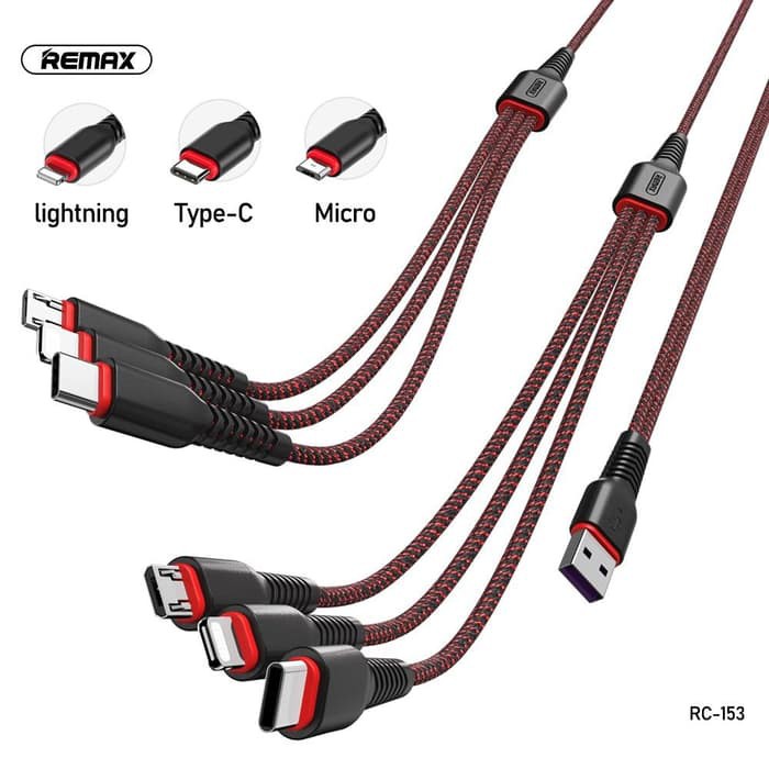 REMAX Share Series 6 In 1 Charging Cable RC-153 BLACK RED