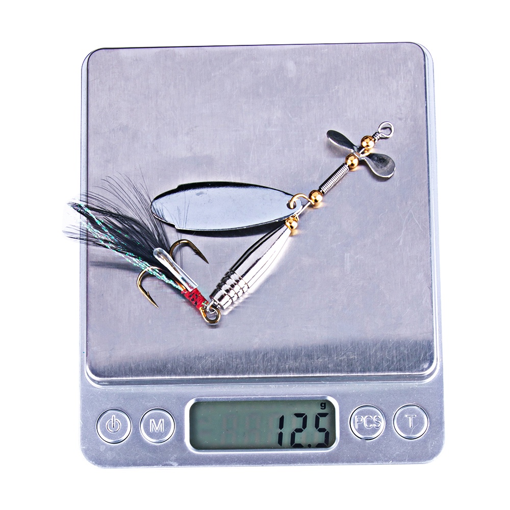 Hengjia 2pcs Umpan Pancing Spinner Metal 9cm / 11g 10cm / 12g Dengan Kail Treble &amp; Bulu