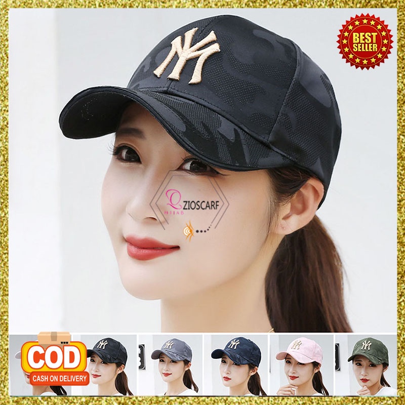 Topi Pria Wanita Baseball Korea NY Aksen Loreng Army Fashion Sport Kekinian Kualitas Premium Import BSAE