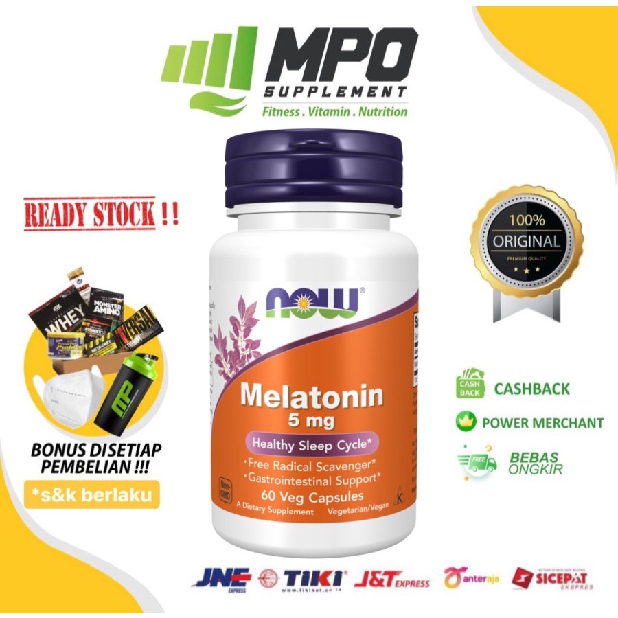 NOW Foods Melatonin 5 mg NOW Melatonin 5mg 60 caps Insomnia Tidur Food NOW Melatonin 5 mg (60 caps) 