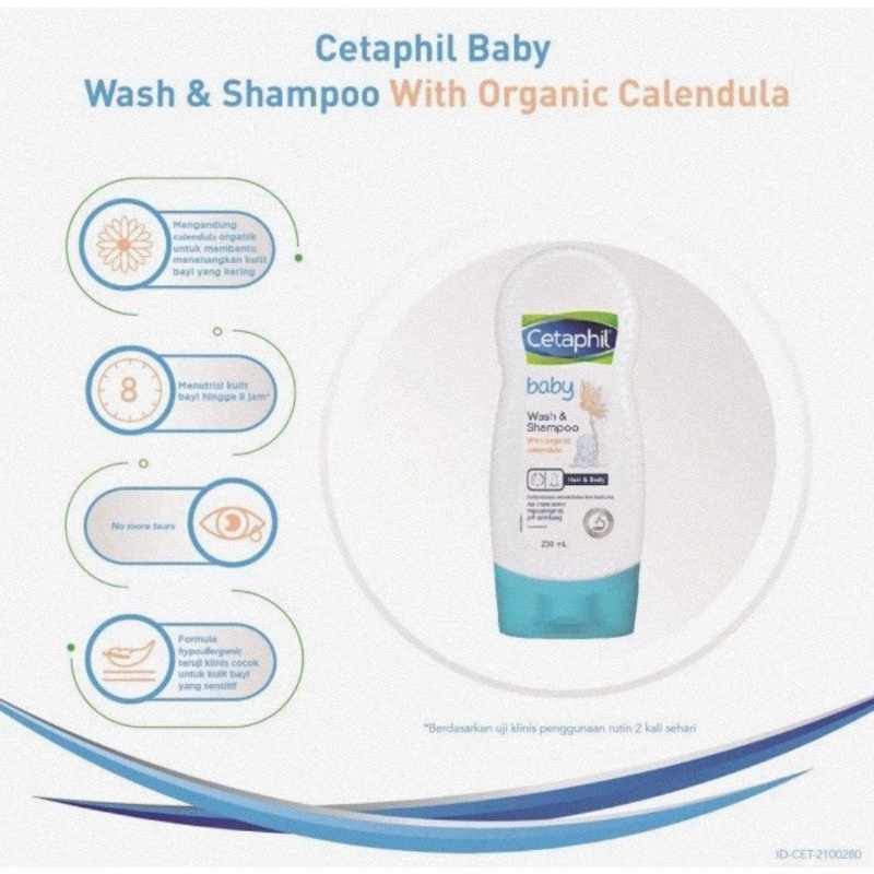 Cetaphil Baby Wash &amp; Shampoo With Organic Calendula 230ml - Sabun &amp; Shampo Bayi