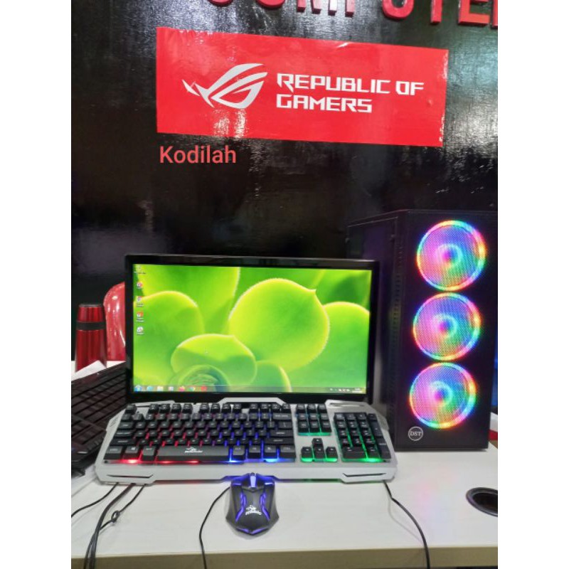 PC Gming editing Core i7 vga gtx 1050 monitor 22 in full set siap pakai