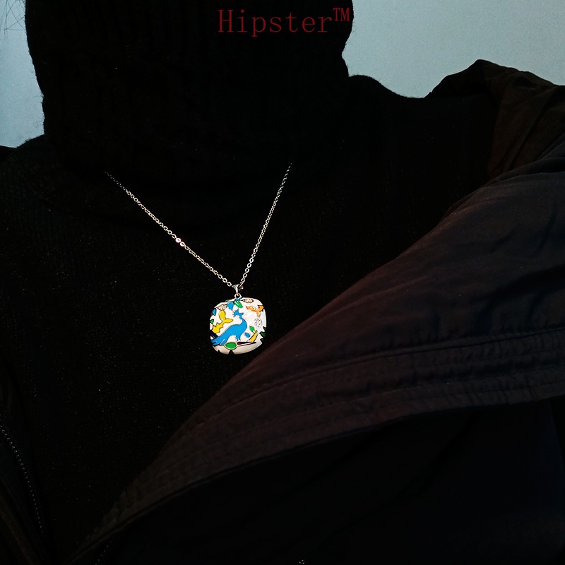 Light Luxury Painted Enamel Cloisonne Cartoon Flower and Bird Pendant Necklace