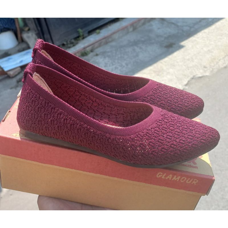 sepatu flat rajut glamour (motif rajut acak)