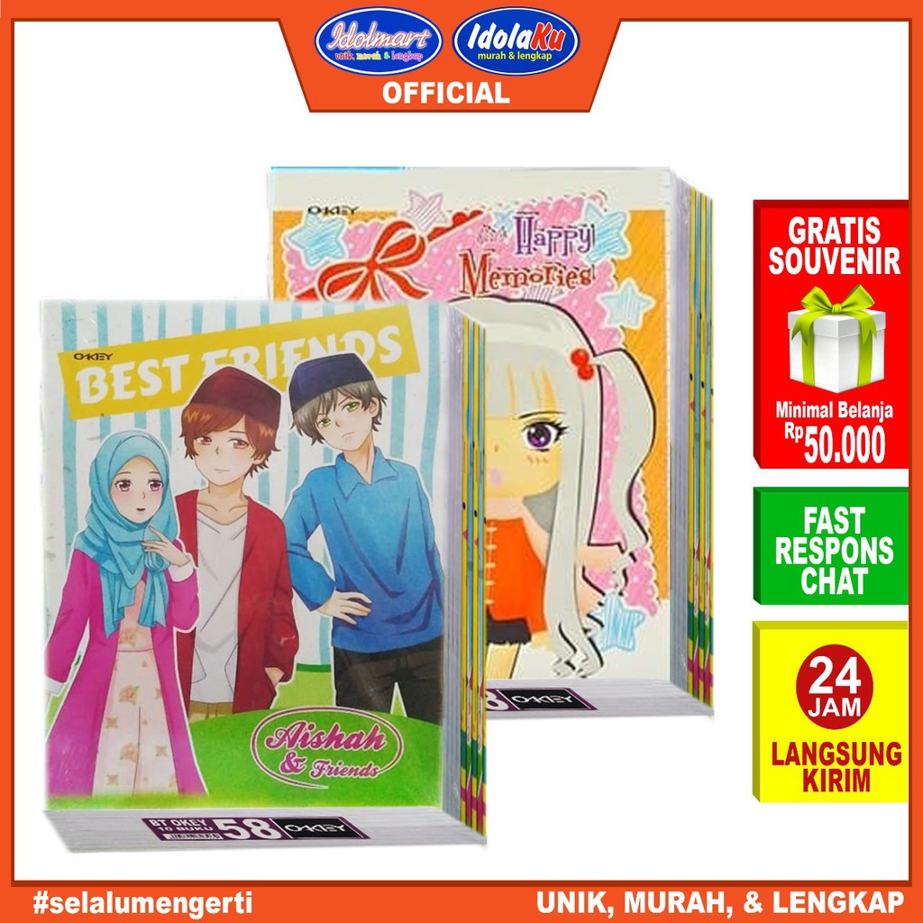 IDOLMART Buku Tulis KIky Okey isi 58 Lembar - 10 Buku Buku Tulis Kiky Idolmart Surabaya