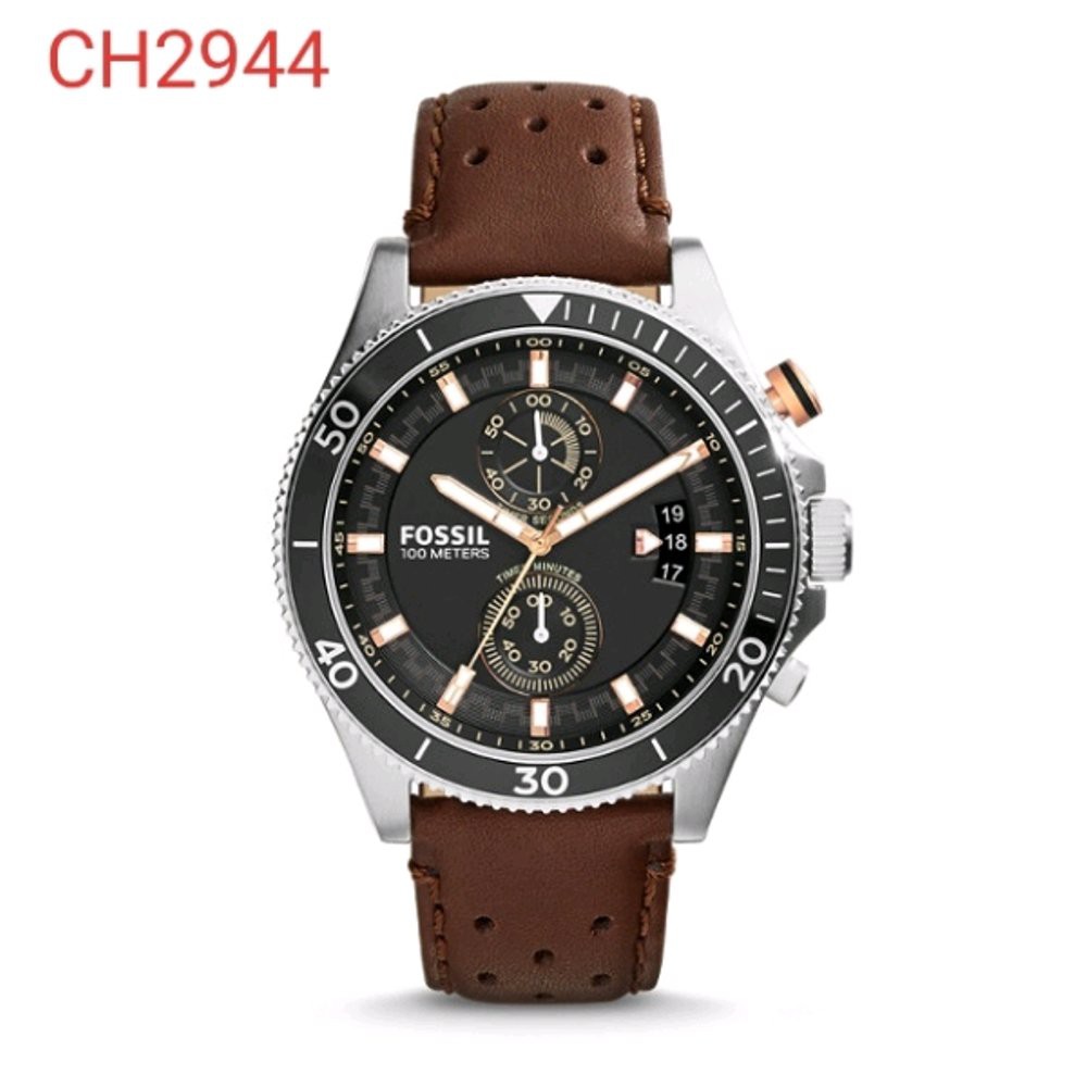 Jam Tangan Pria F055il CH2944 silver brown 43mm Original