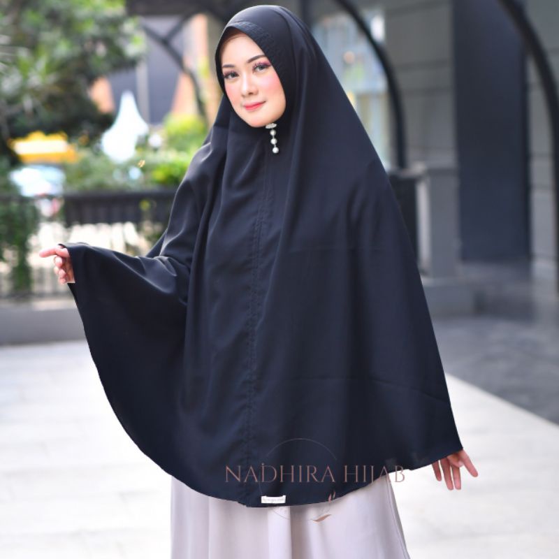 khimar jumbo non pet XXL bahan jetblack
