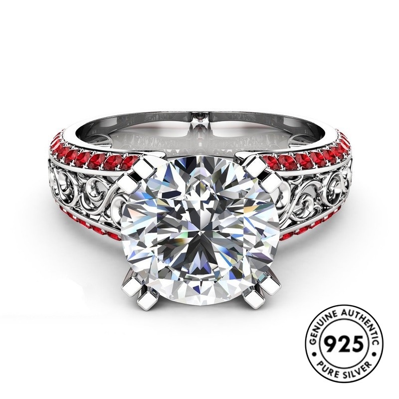 Cincin Ruby Hollow Bahan S925 Silver