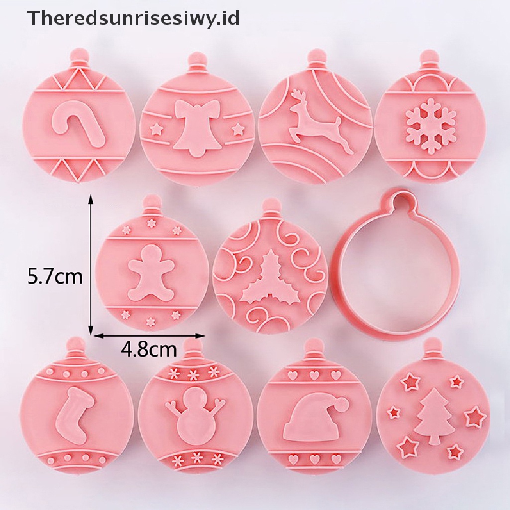 # Alat Rumah Tangga # 10pcs / Set Stempel Embosser Pemotong Fondant Kue Kering Bentuk Bulat Desain Pohon Natal