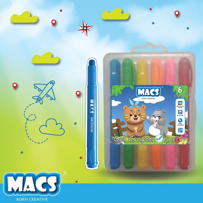 Krayon MACS Silky Gel Crayon 6 Color/ Warna