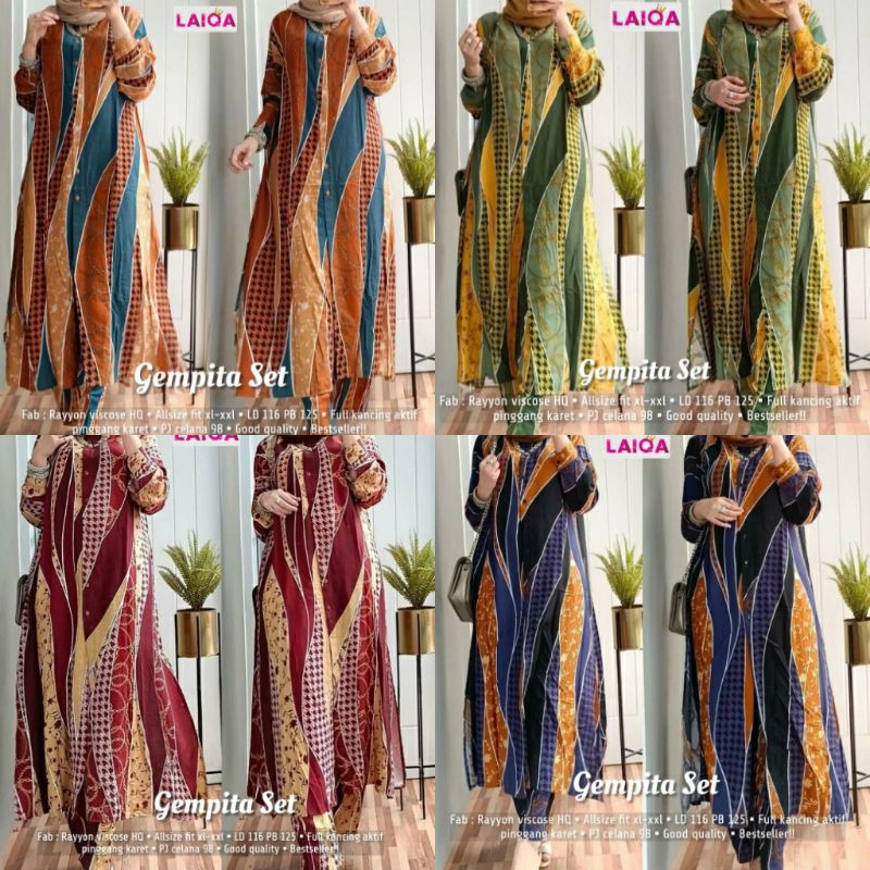 Gempita Set Bahan Rayon Viscose Setelan Tunik Celana All Size