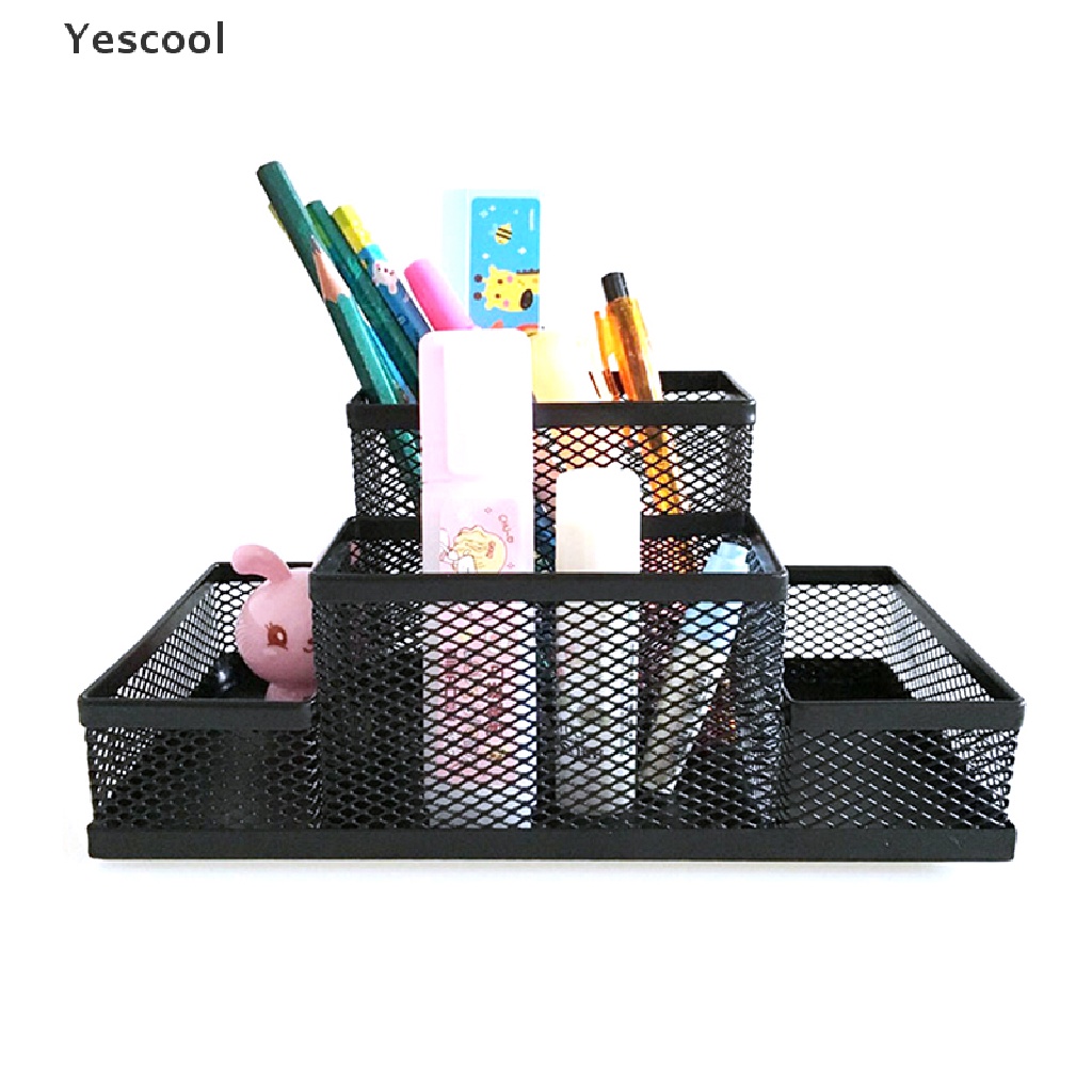 Yescool Metal Mesh Home Office Pen Pencils Holder Desk Stationery Storage Organizer Box， .