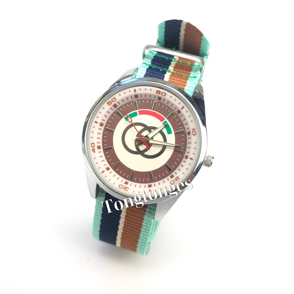 Jam Tangan Wanita  Watch Fashion Nylon Strap Large Dial Quartz Ready Stock price kerat  murah