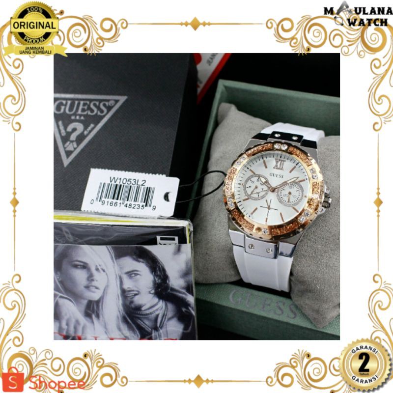 JAM TANGAN PRIA WANITA | RANTAI | KULIT | KARET | MURAH | WANITA GUESS W1053L2 ORIGINAL