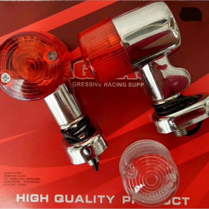 LAMPU RETENG SEN PALU CHROME DOUBLE KACA ISI 2 PCS