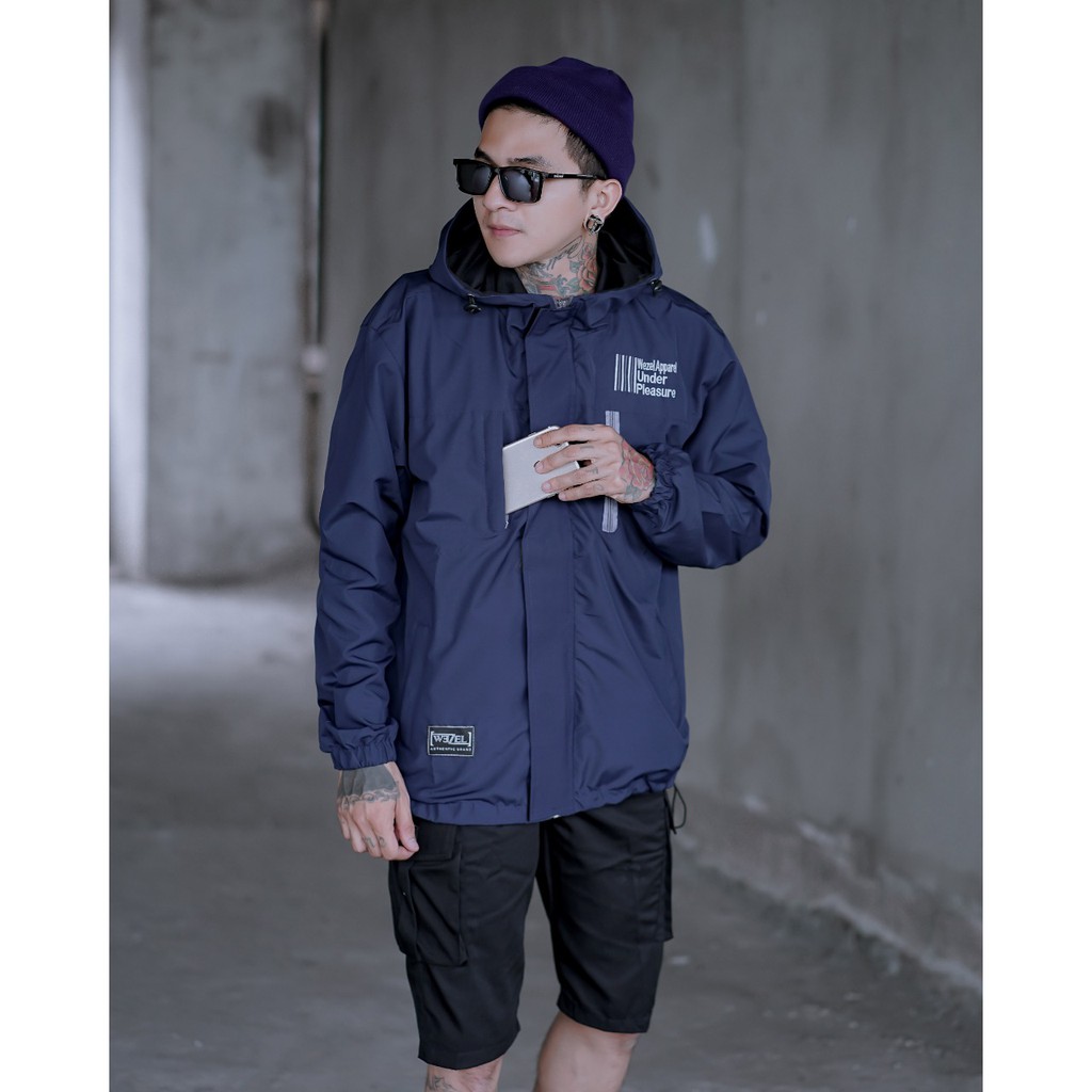 Mecca_shop24-Jaket Parka Parasut Pleasure Grazzi Arrival Navy-Jaket Parasut Waterproof Pria