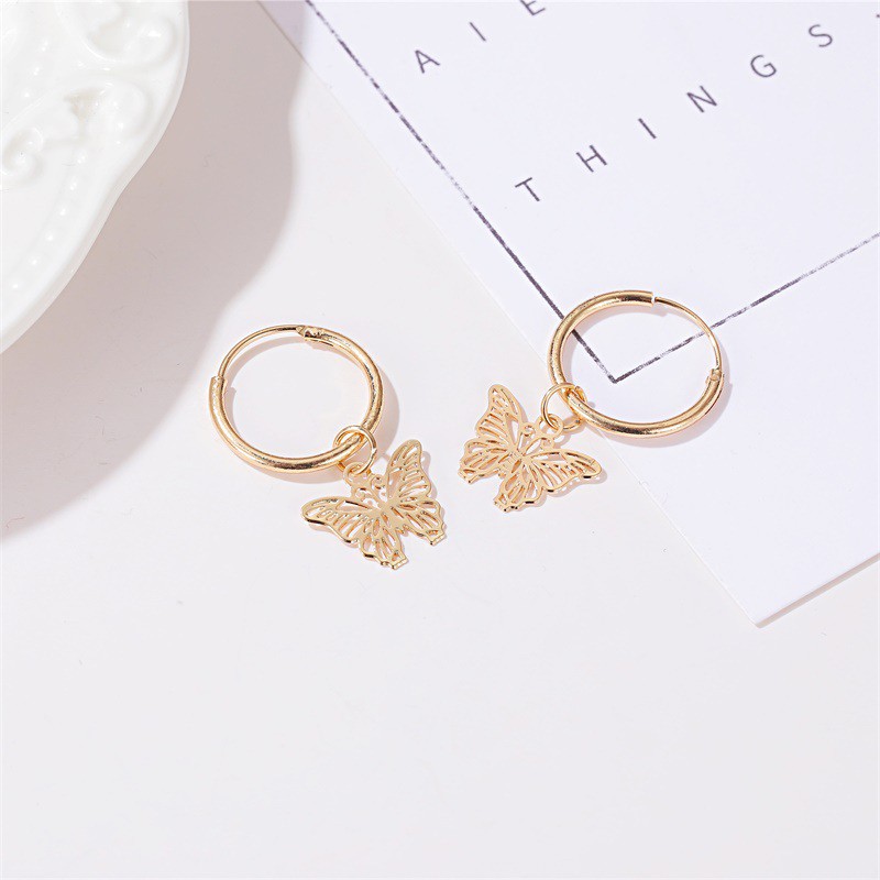 Anting Kupu-Kupu Manis Sederhana Anting Klip Guntingan Prancis Anting-Anting Aksesoris Fashion