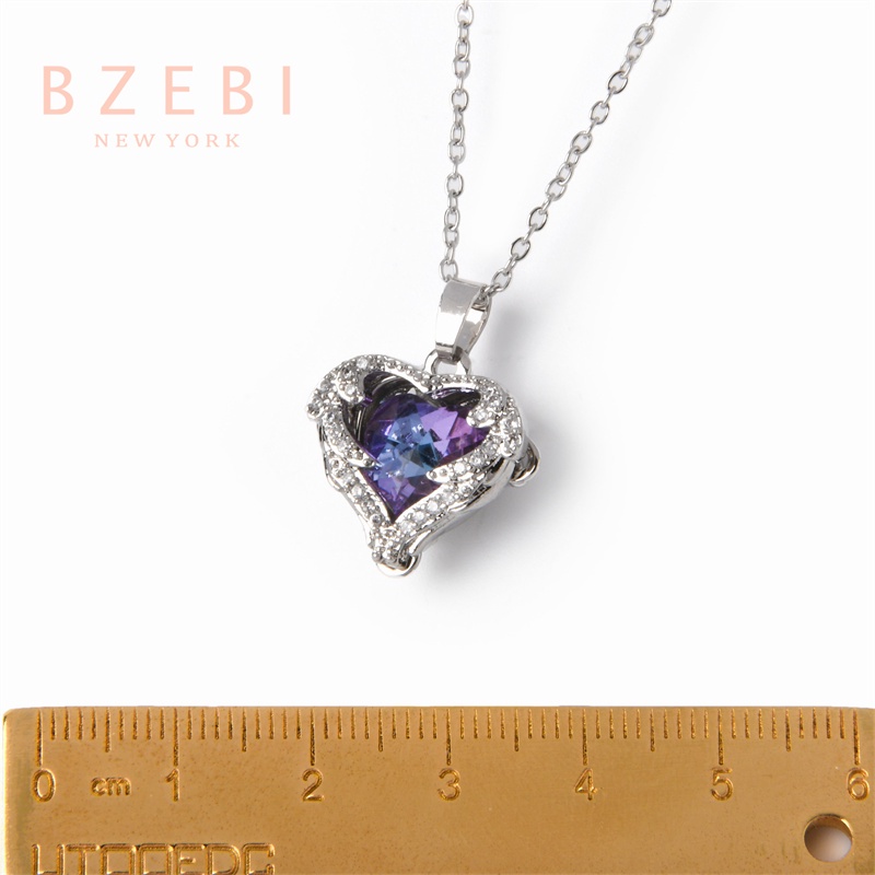 Bzebi Kalung Rantai Titanium Steel Lapis Emas 18k Hias Berlian Imitasi 873n