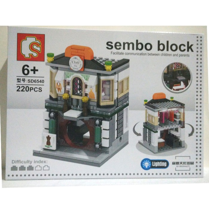 Lego City Cloth Shop with LED Lightning - Sembo block