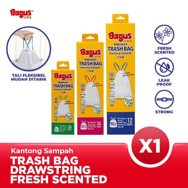 Bagus Premium Scented Trashbag XL Isi 12 Pcs 90X100cm W-22591