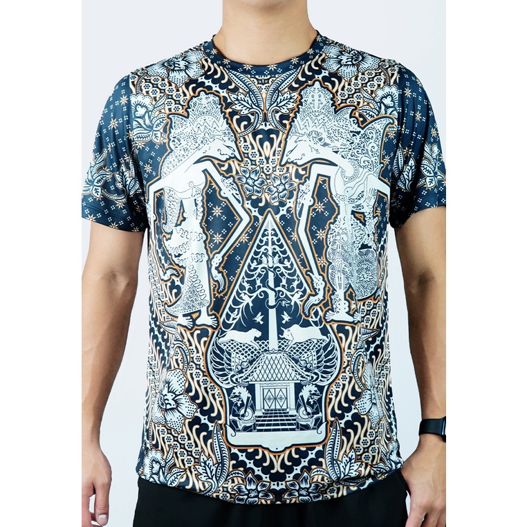 Trijee Baju Olahraga Pria Motif Batik Untuk Lari / Outdoor / Wira - Navy
