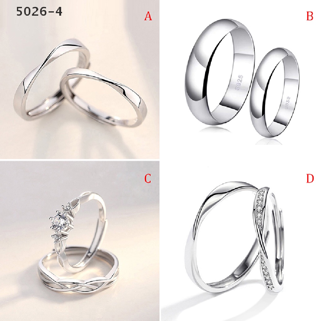 5026-4 1Pair Couple Ring Crystal Diamond Wedding Engagement Jewelry Adjustable Rings 5026-4